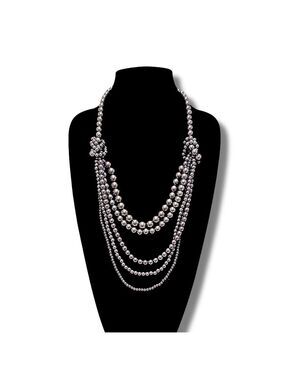 ISAAC MIZRAHI multi-strand gray pearl elegant party necklace | NEW​
